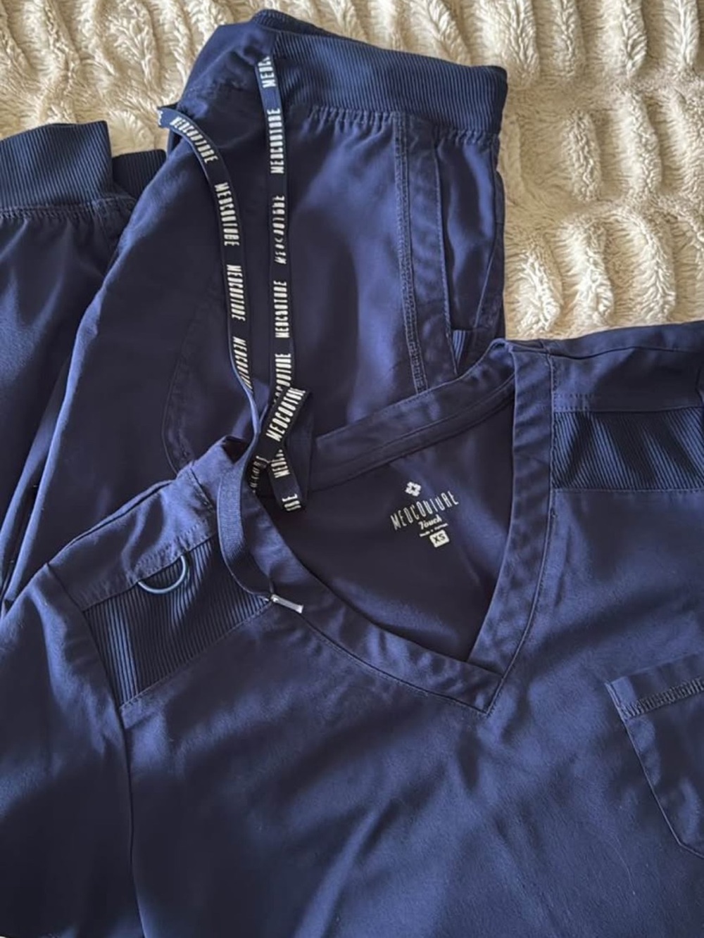 Set of Petite FIGS and Med Couture Navy Blue Scrubs
